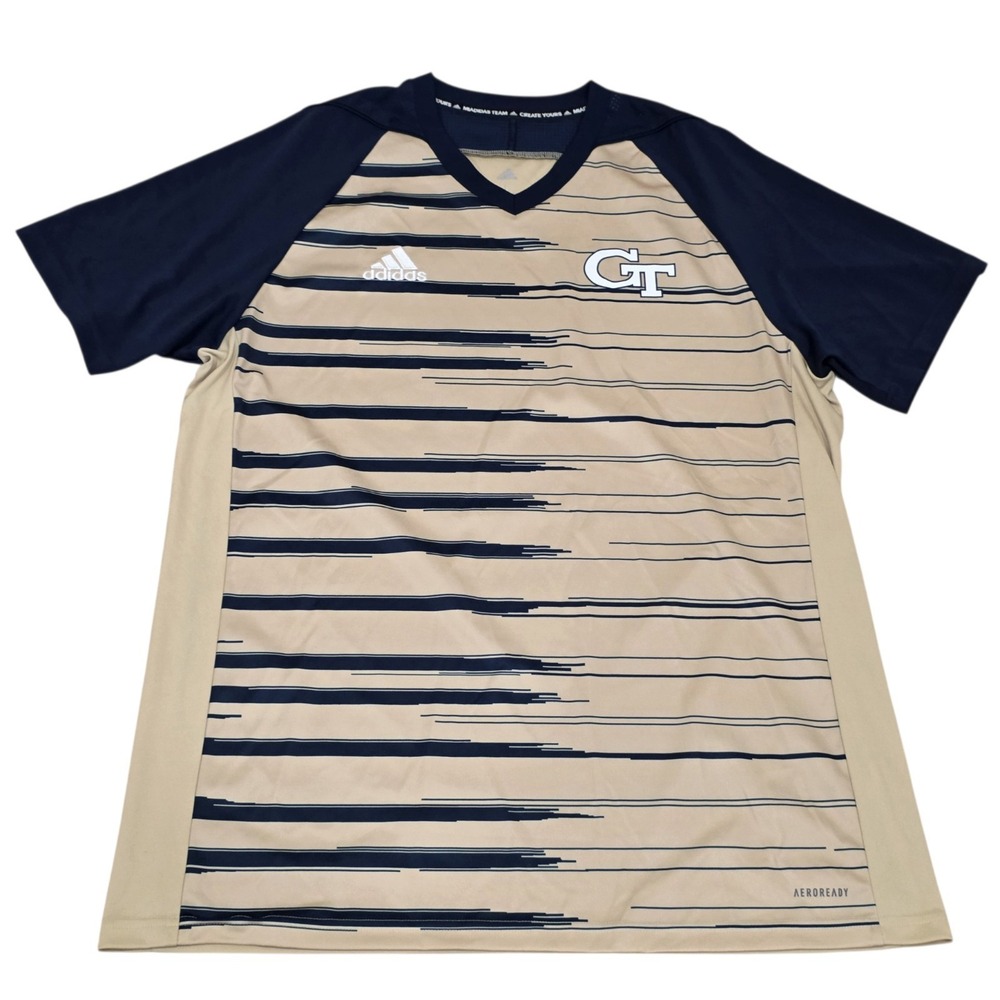 Adidas Georgia Tech Yellow Jackets Shirt Mens Large Gold Navy AEROREADY NCAA
